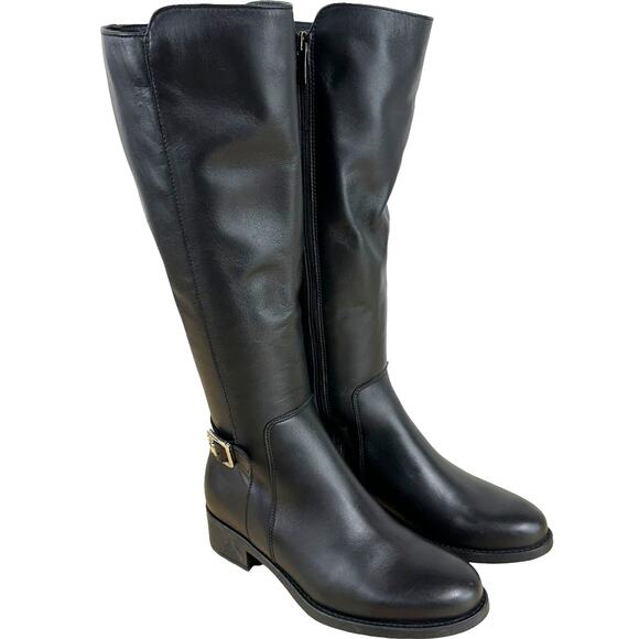 La Canadienne NWOB Silvana Italian Leather Knee High Boot Black Size 6M Buckle - Picture 2 of 8
